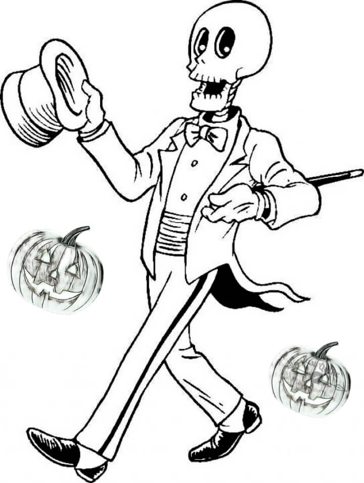 Desenhos de Cavalheiro Esqueleto Andando para colorir