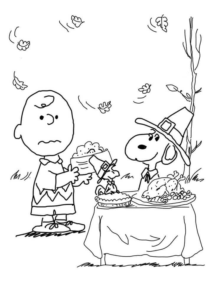 Desenhos de Charlie Brown Ação De Graças para colorir