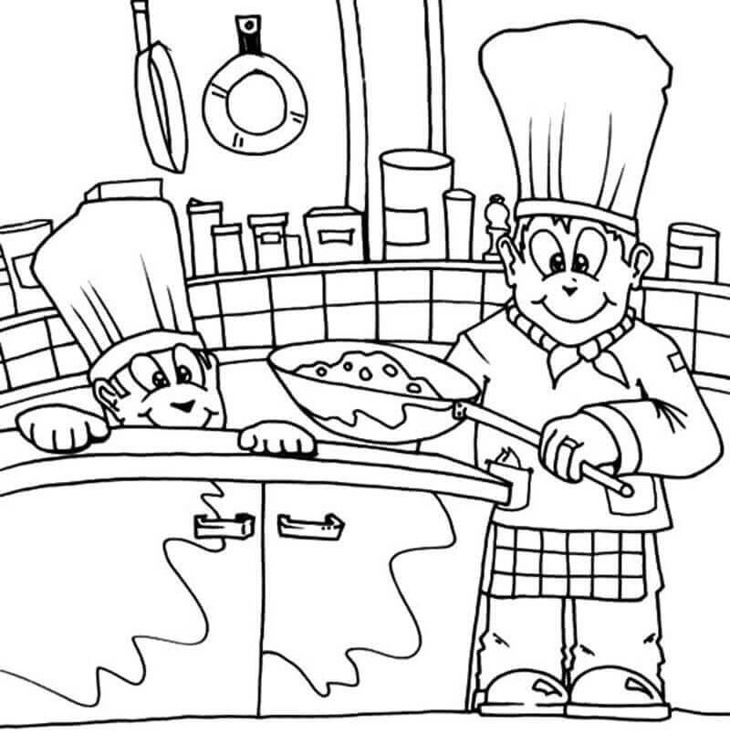 Desenhos de Chefe de Cozinha Profesional para colorir