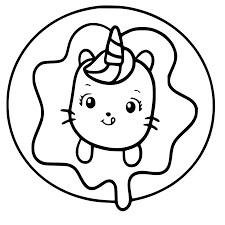 Círculo de Unicórnio Gato para colorir