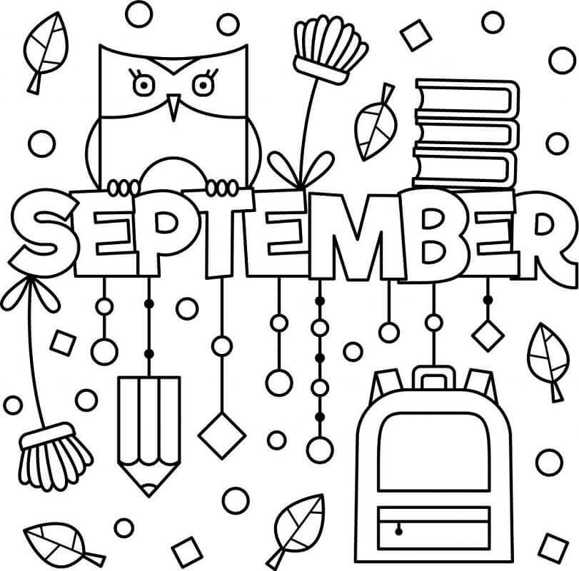 Desenhos de De Volta Às Aulas Em Setembro para colorir