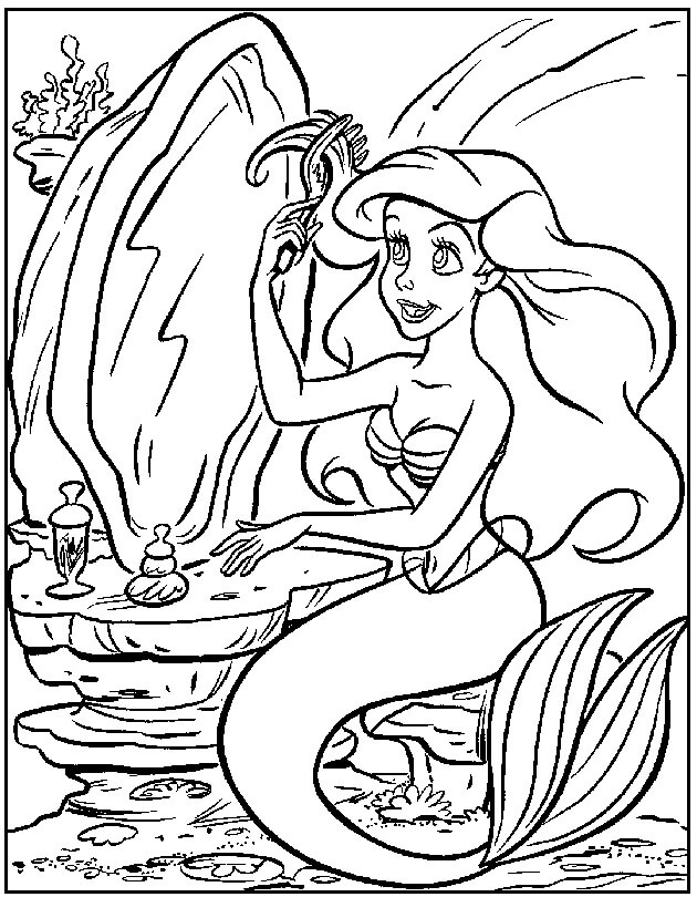 Desenhando a Princesa Ariel Sereia para colorir
