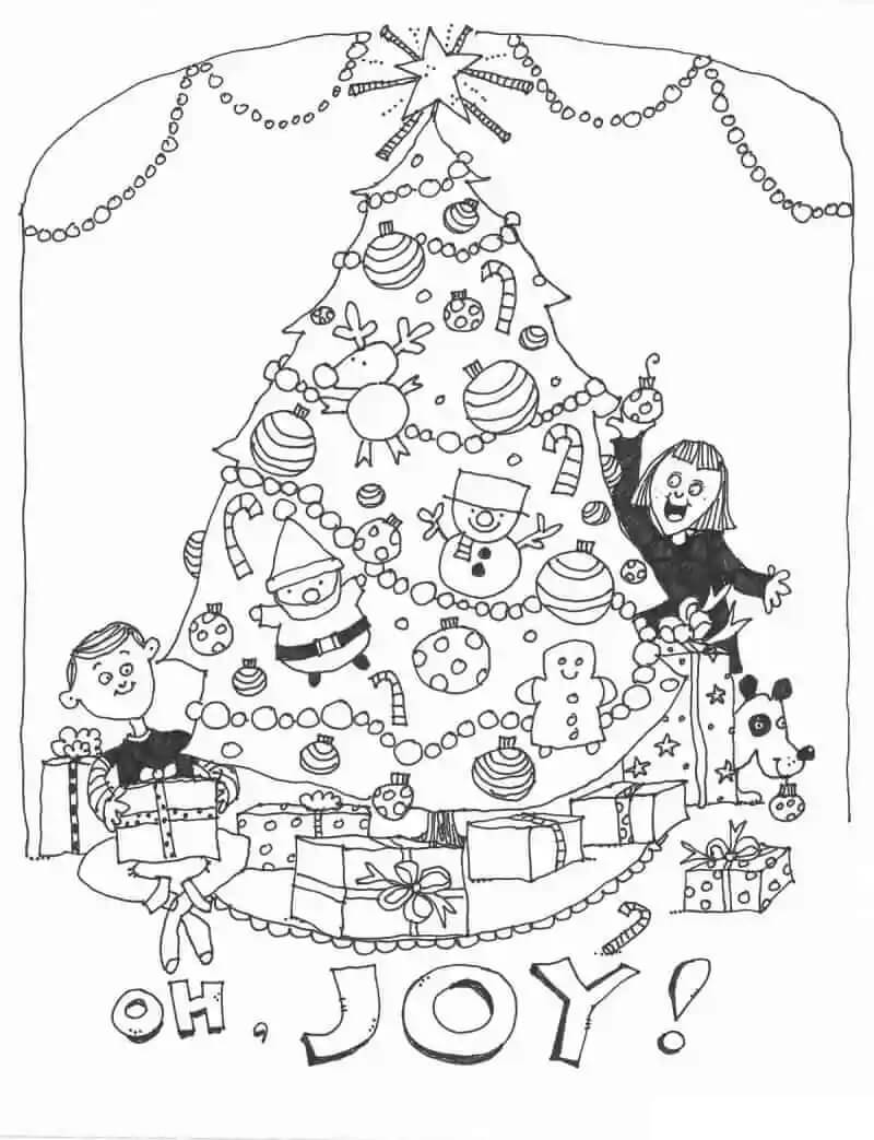 Desenho Animado Árvore de Natal para colorir