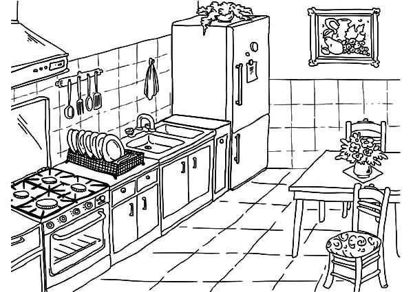 Desenho De Armário De Cozinha para colorir