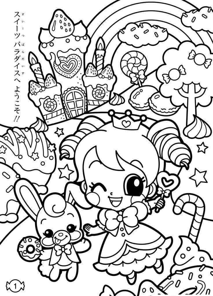 Desenhos de Doces Mundo Kawaii para colorir