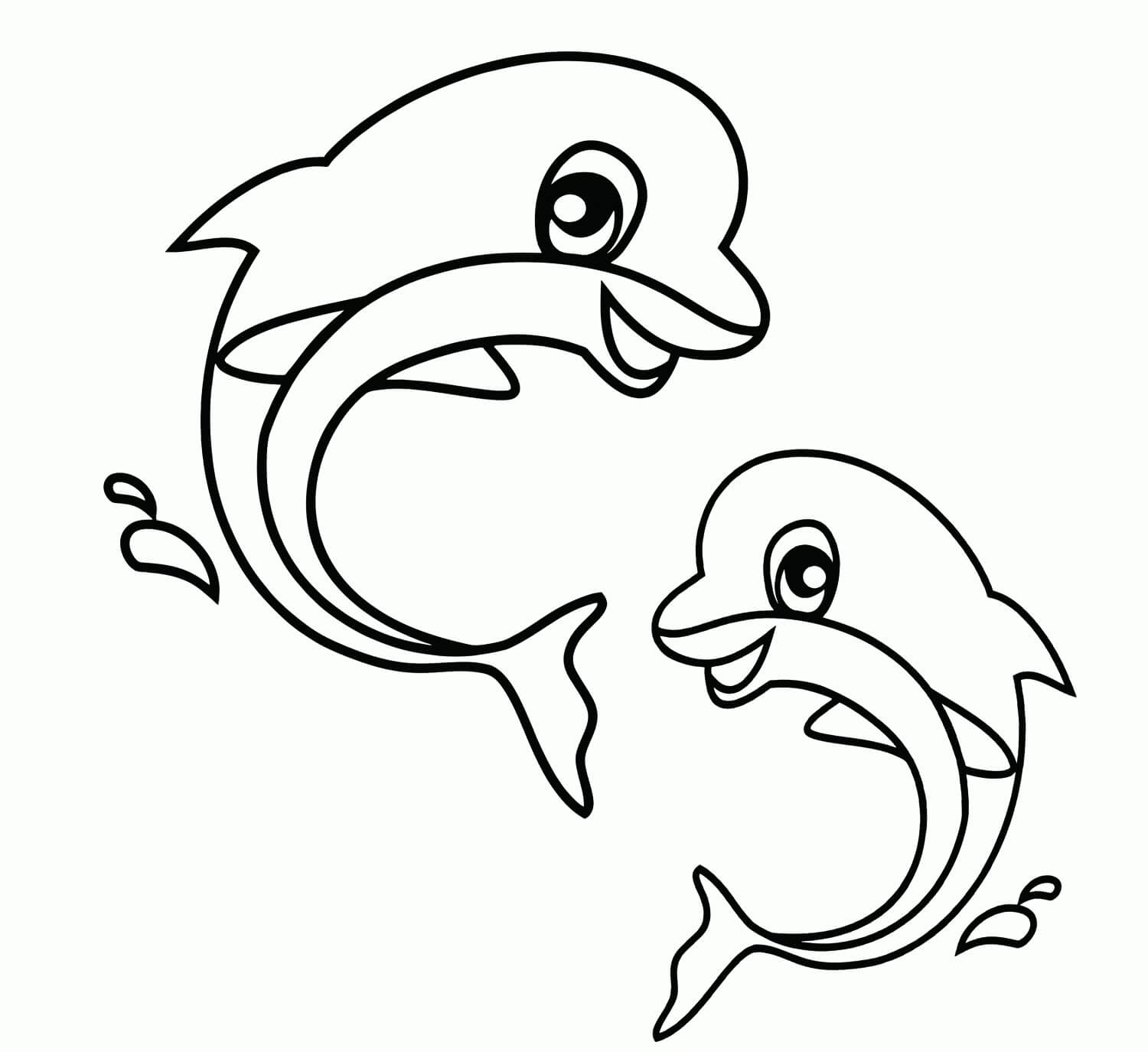 Desenhos de Dois Bebês Golfinhos para colorir