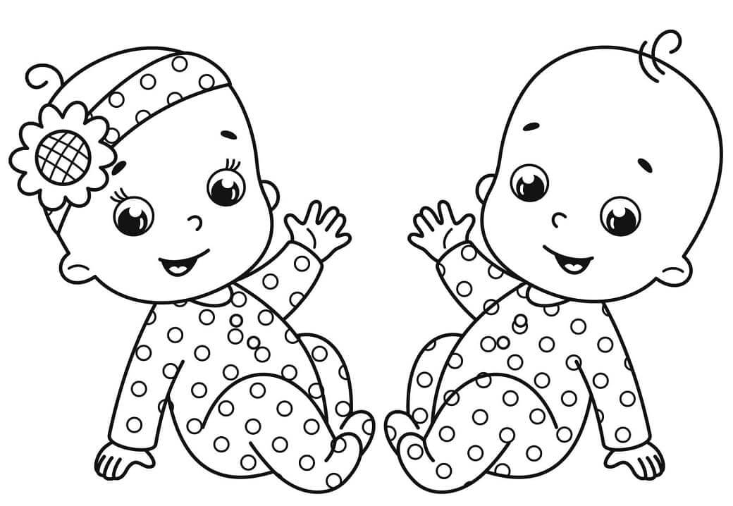 Dois Bebés para colorir