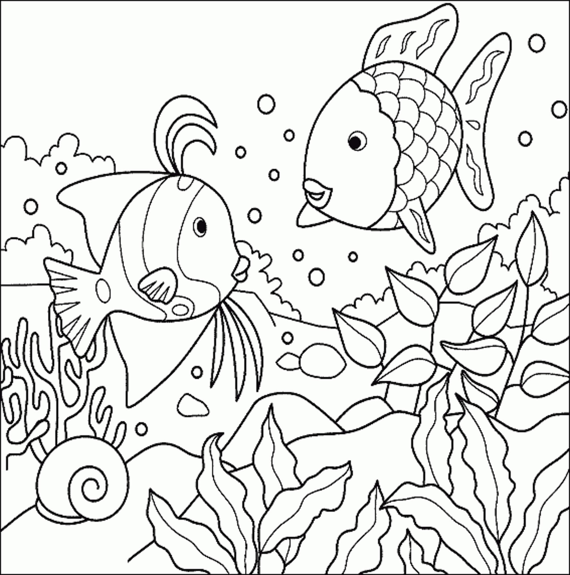 Desenhos de Dois Peixes no Mar para colorir