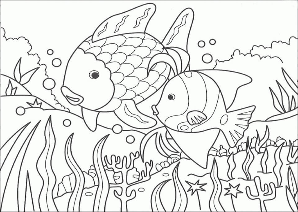 Desenhos de Dois Peixes Simples para colorir