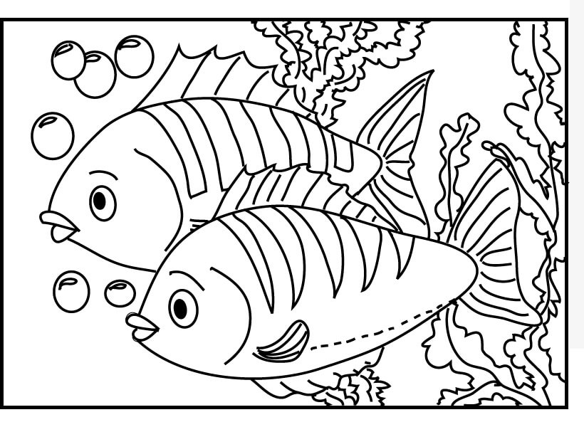 Desenhos de Dois Peixes para colorir