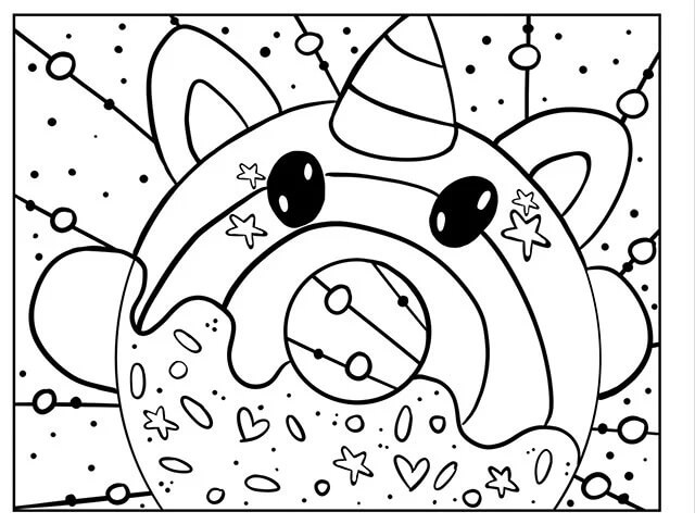 Desenhos de Donut Milho Kawaii para colorir