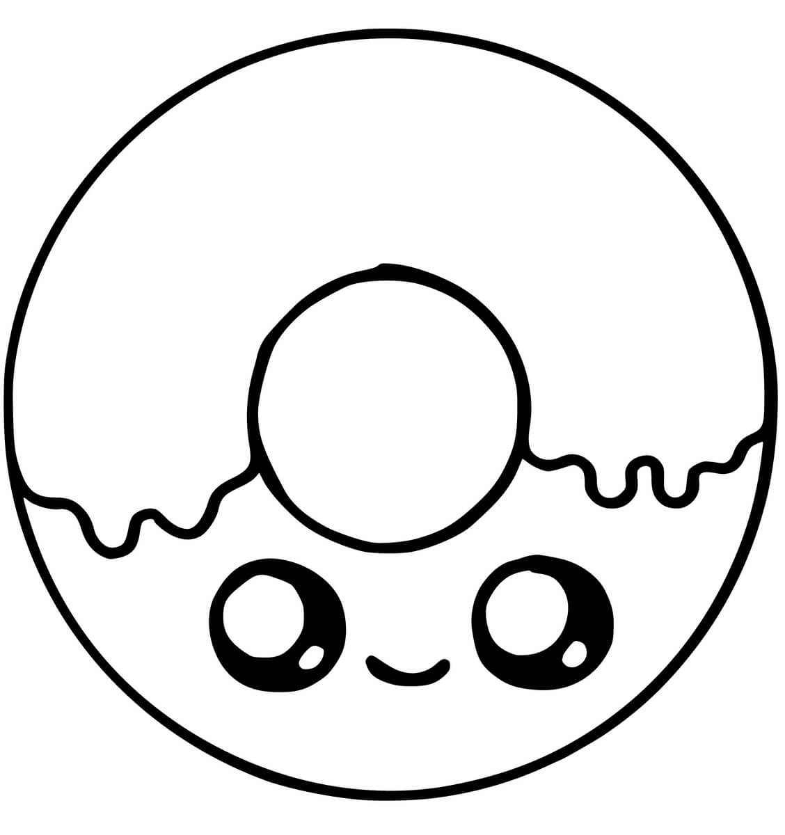 Desenhos de Donut Sorridente Kawaii para colorir