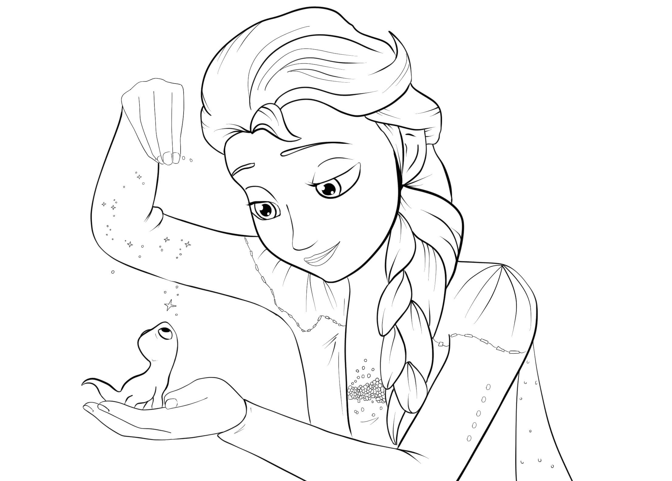 Elsa de Cabelo para colorir