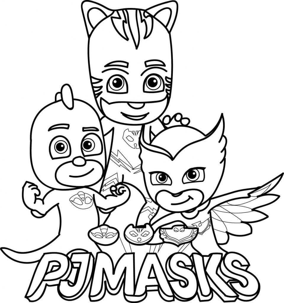 Equipe Máscaras PJ para colorir