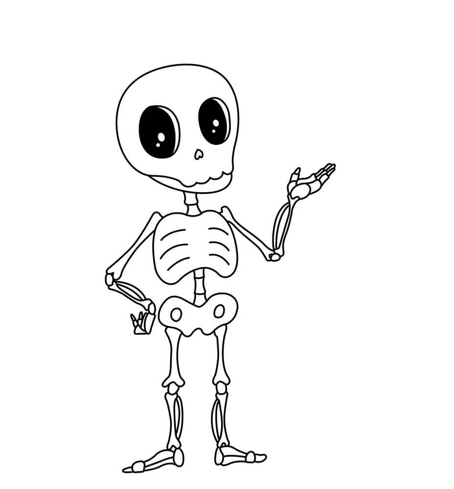 Esqueleto Chibi Fofo para colorir