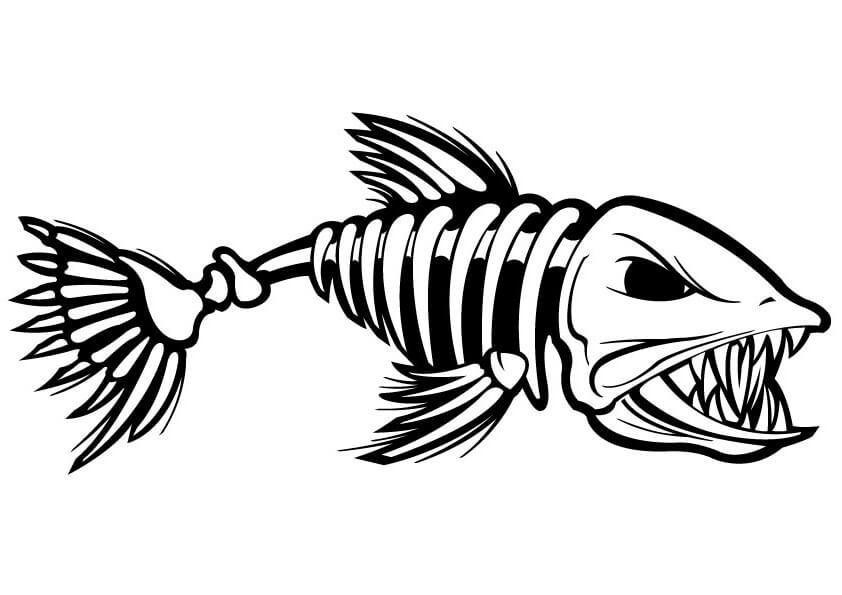 Esqueleto de Peixe para colorir