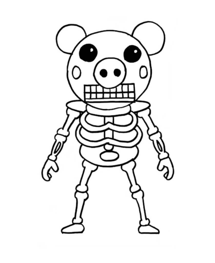Esqueleto Porquinho para colorir