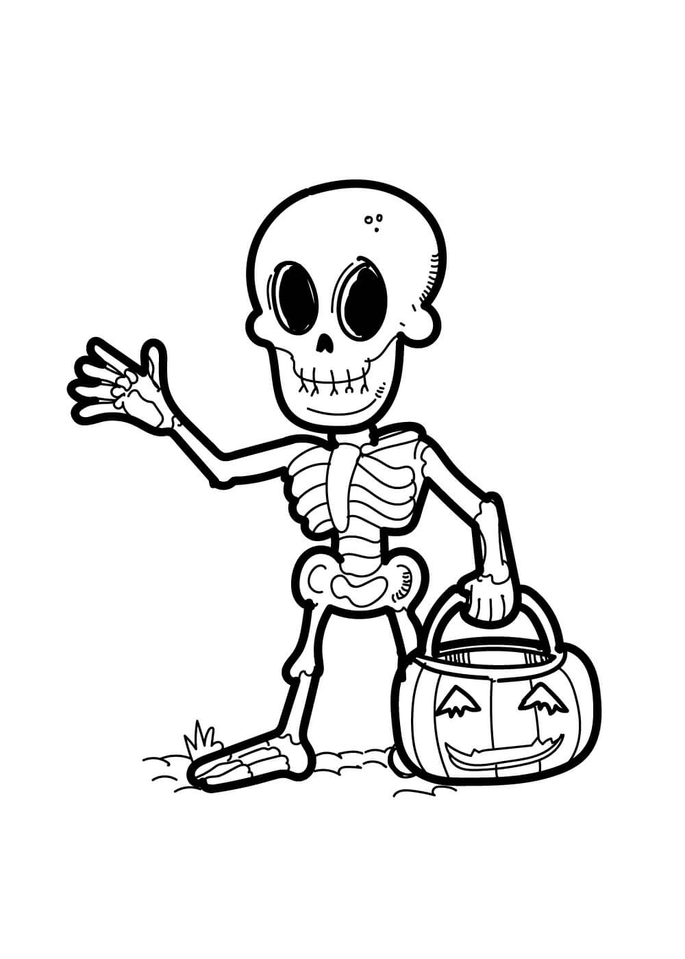 Esqueleto Segurando a Lâmpada para colorir