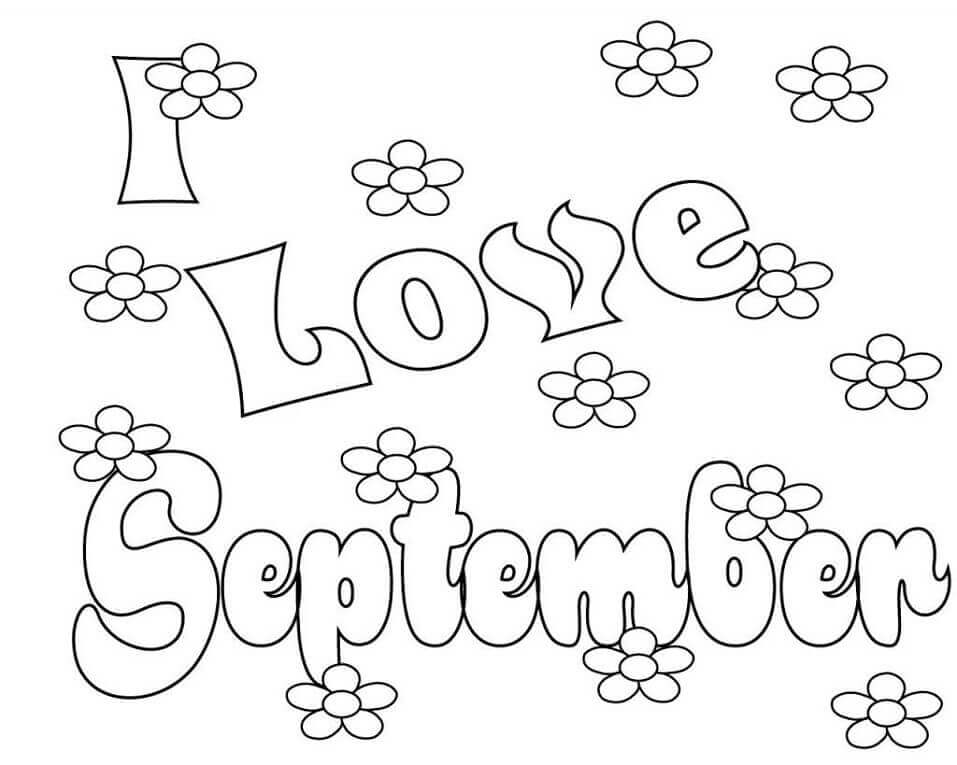 Desenhos de Eu Amo Setembro Com Flores para colorir