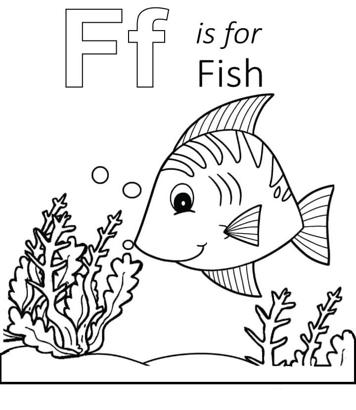 F é para Peixe para colorir