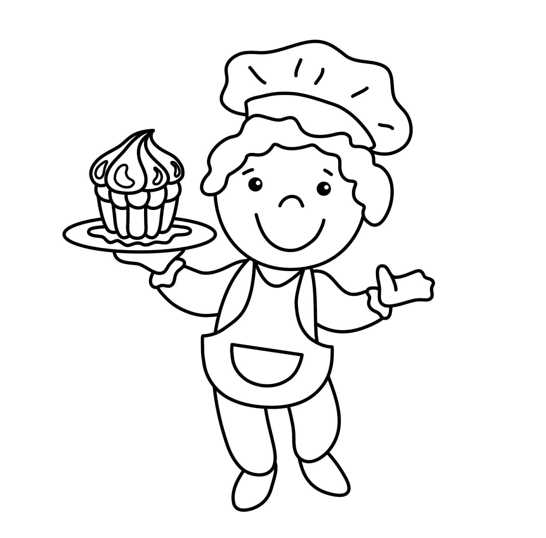 Desenhos de Garoto Fofo Cozinheiro para colorir
