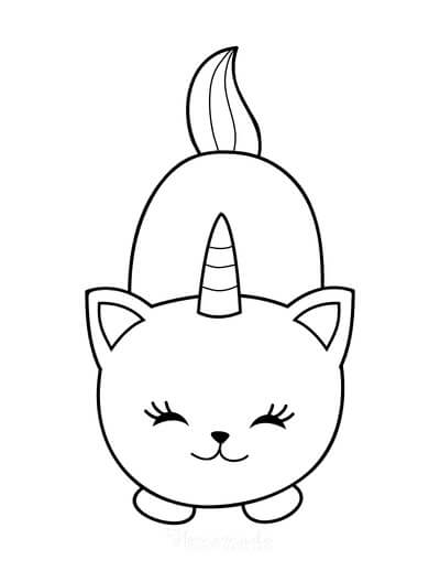 Gato Unicórnio Sorridente Kawaii para colorir