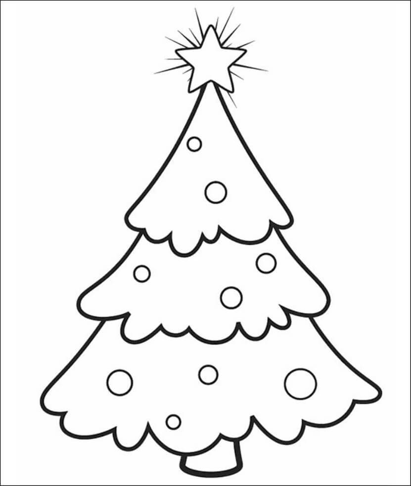 Grande árvore de Natal com Estrela para colorir