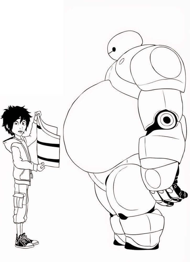 Desenhos de Hiro com Baymax para colorir
