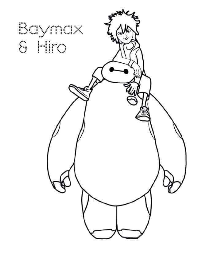Desenhos de Hiro e Baymax para colorir