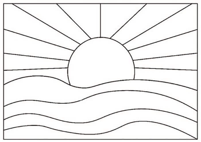 Imagem Simples do Pôr do Sol para colorir