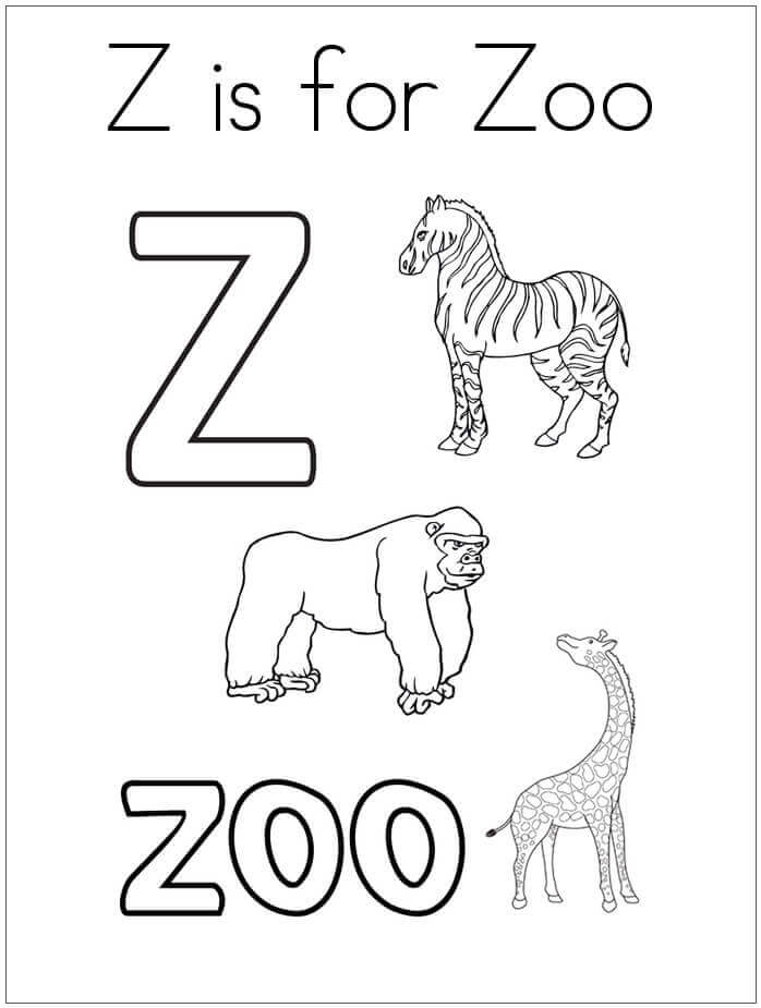 Jardim Zoológico Letra Z para colorir