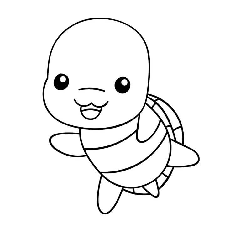 Desenhos de Kawaii Divertido para Tartarugas para colorir