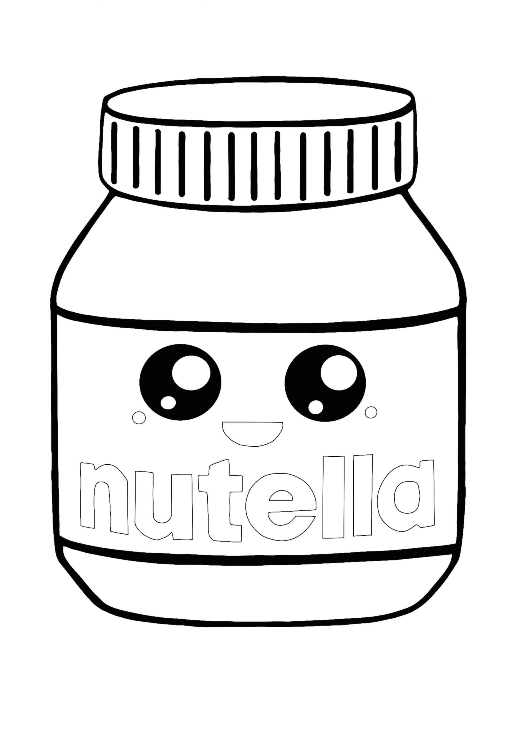 Kawaii Nutella Divertido para colorir