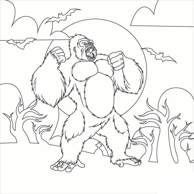 Desenhos de King Kong Irritado com a Floresta para colorir