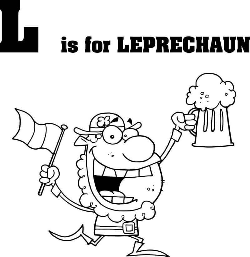 Leprechaun – Letra L para colorir