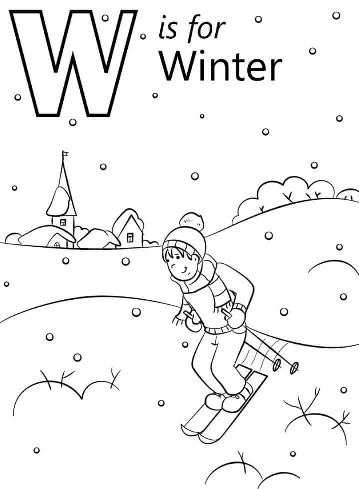 Letra De Inverno W para colorir