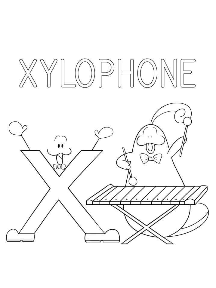 Letra Xilofone X 2 para colorir