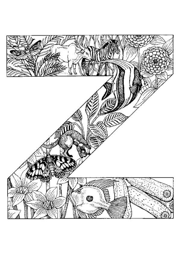 Desenhos de Letra Z Com Animal para colorir