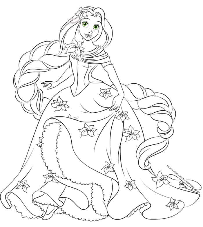 Desenhos de Linda Rapunzel Correndo para colorir