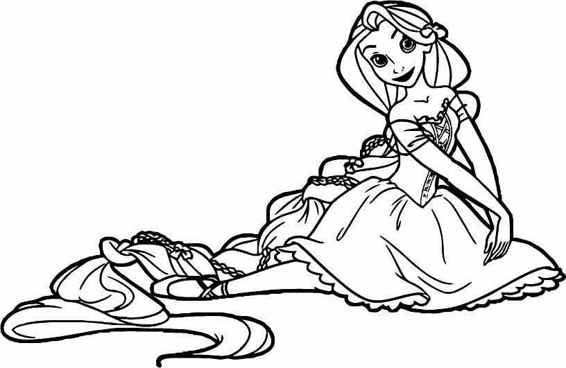 Linda Rapunzel Sorrindo para colorir