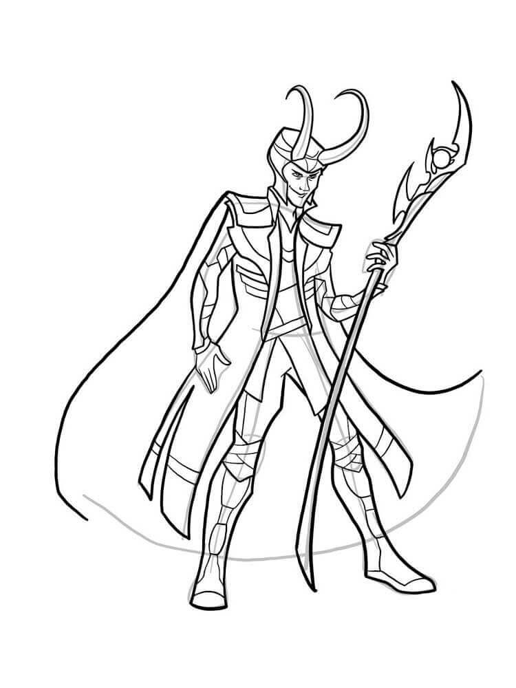 Desenhos de Loki com Cetro para colorir