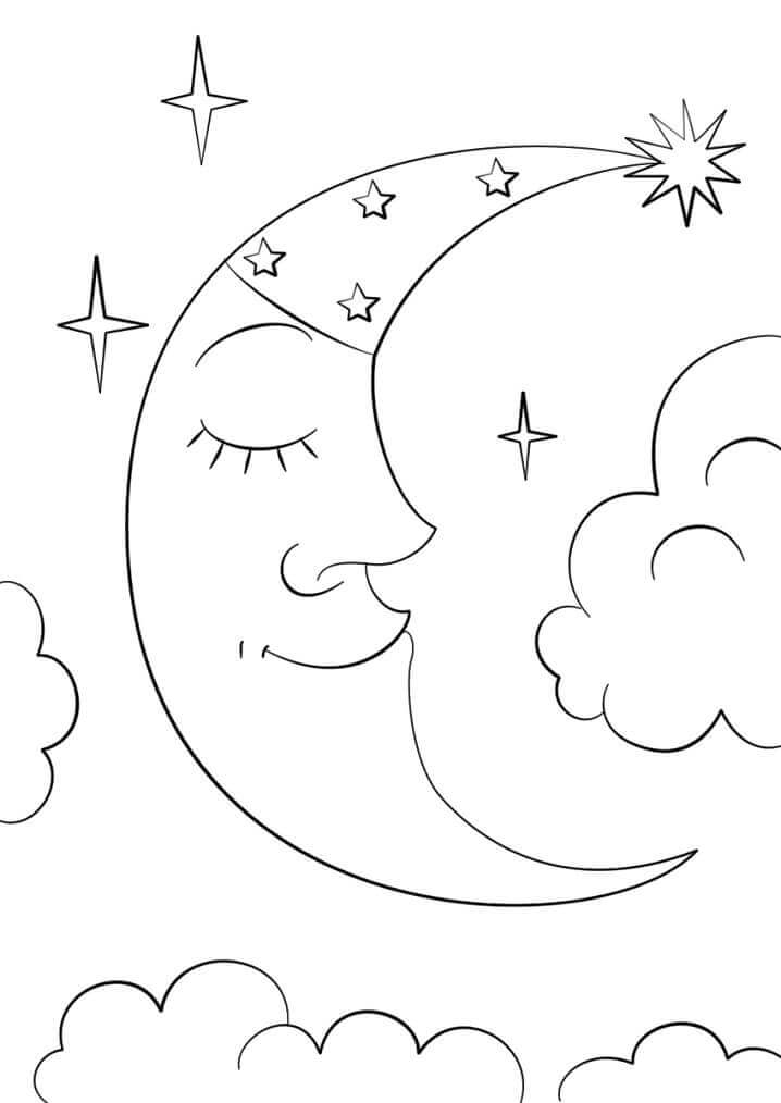 Desenhos de Lua Crescente dos Desenhos Animados para colorir
