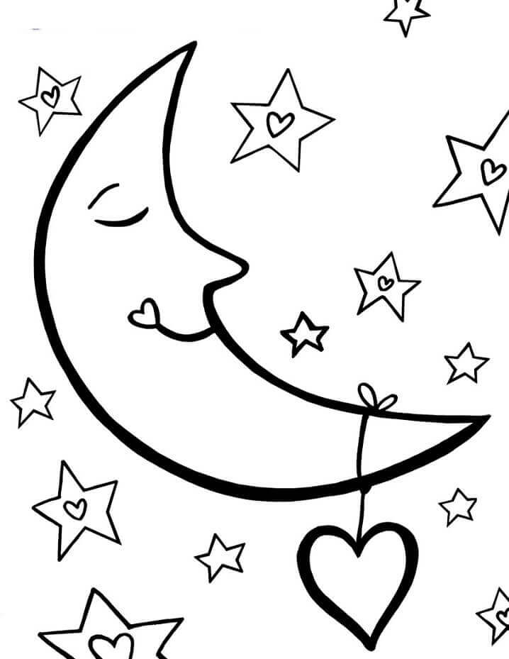 Lua e Estrelas dos Desenhos Animados para colorir