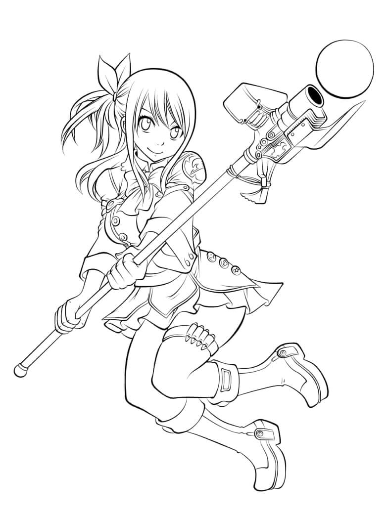 Desenhos de Lucy Heartfilia com Arma para colorir
