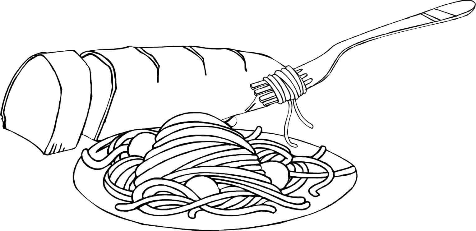 Desenhos de Macarrão e Pão para colorir