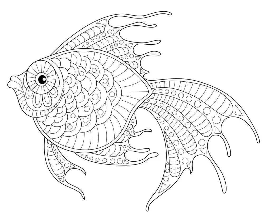 Desenhos de Mandala de Peixe para colorir