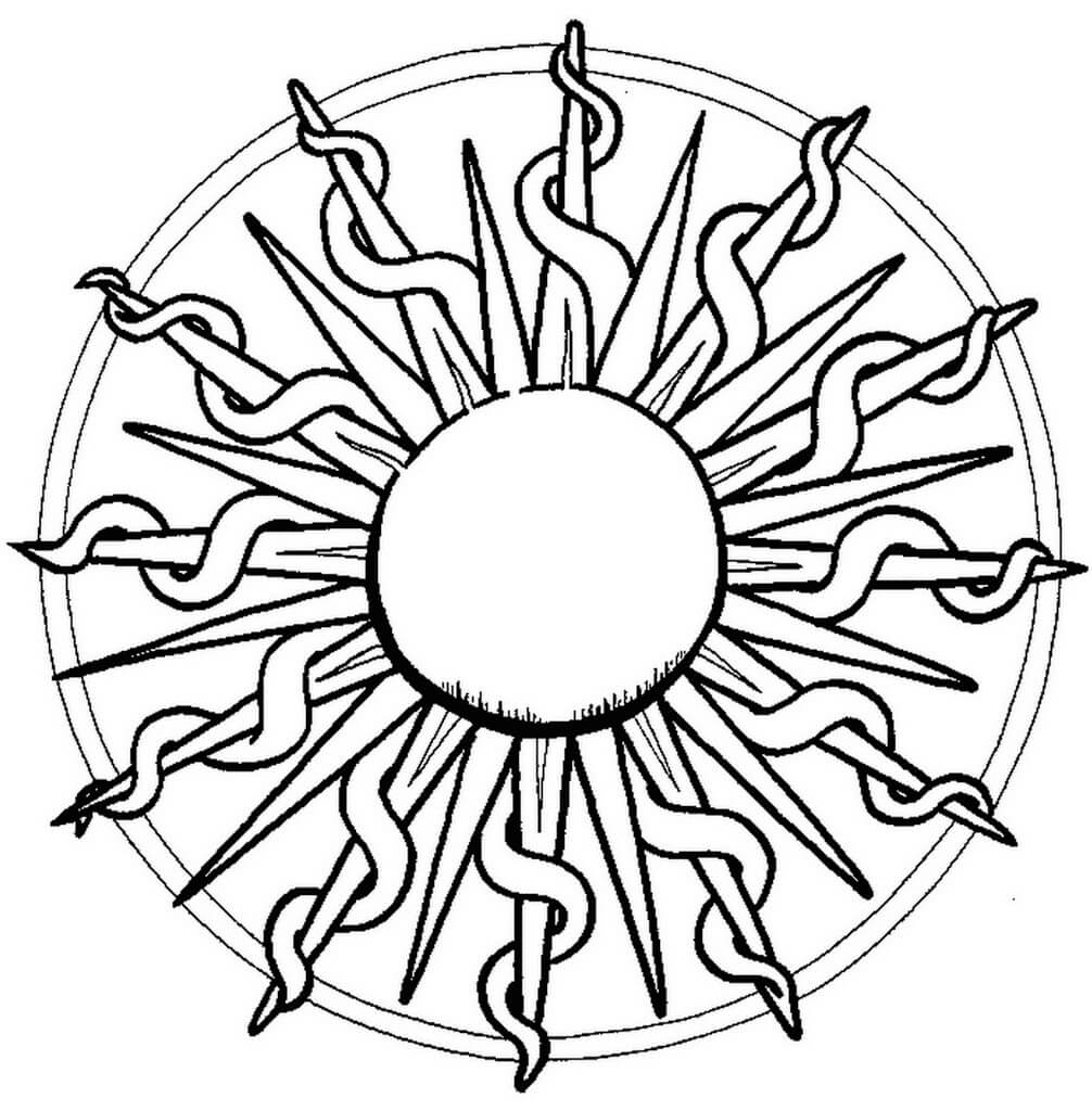 Desenhos de Mandala do Sol para colorir