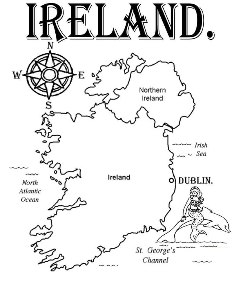 Desenhos de Mapa da Irlanda para colorir