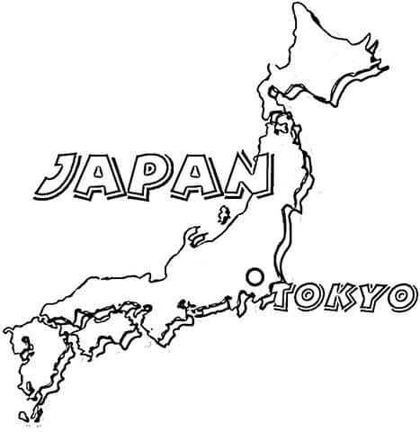 Desenhos de Mapa do Japão para colorir