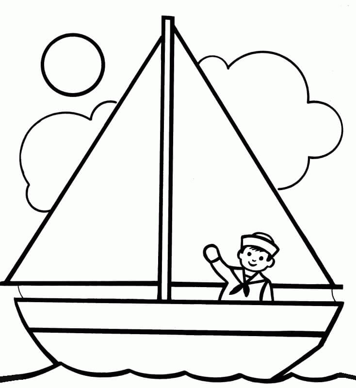 Desenhos de Menino no Barco para colorir